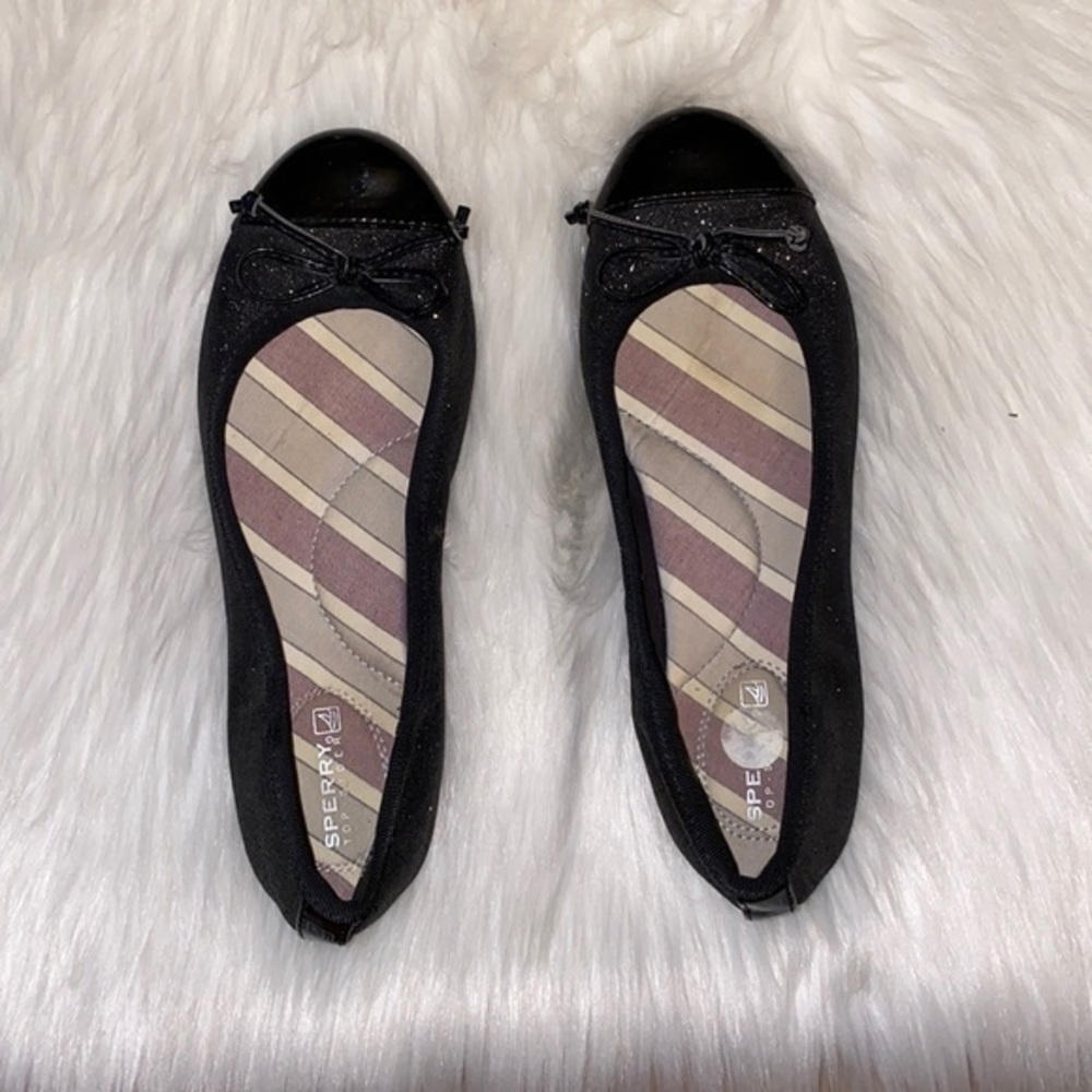Sperry Ballet Flats Black Sparkly Abby
